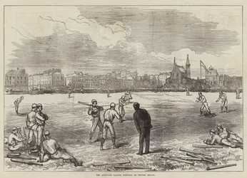 Los americanos jugando al béisbol en el campo de Prince